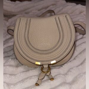 Chloé Marcie Mini Crossbody Beige Pebbled Leather